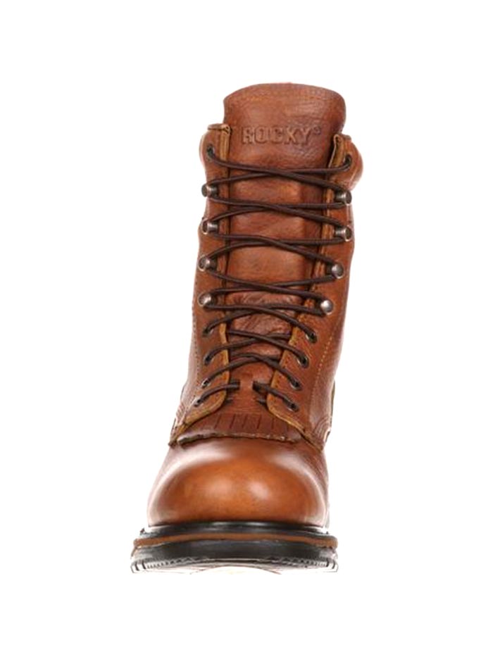 Rocky FQ0002723 Mens Original Ride Lacer Waterproof Boots Tan Pitstop side and front view. If you need any assistance with this item or the purchase of this item please call us at five six one seven four eight eight eight zero one Monday through Saturday 10:00a.m EST to 8:00 p.m EST