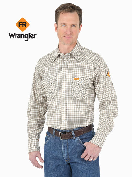 Wrangler Mens Flame Resistant Lightweight Work Shirt FR124MM Front at JC Western Wear