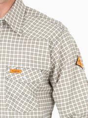 Wrangler Mens Flame Resistant Lightweight Work Shirt FR124MM Close Up