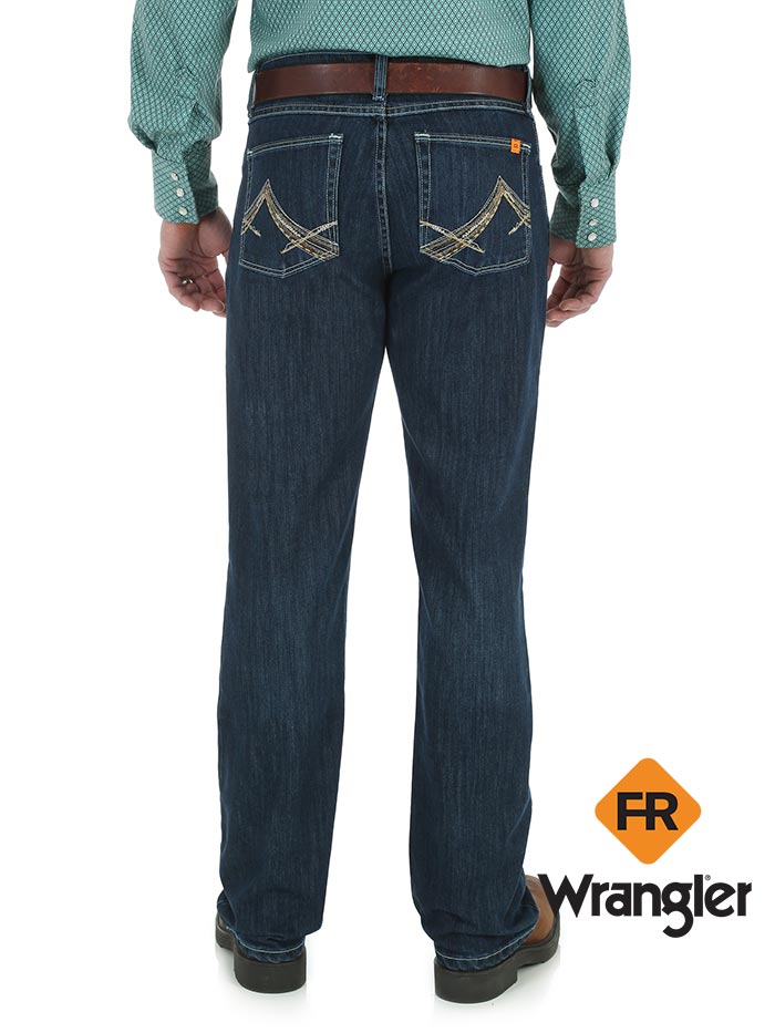 Wrangler FR42MWR Mens Flame Resistant 20X Vintage Boot Jean Rinse Wash Navy front view. If you need any assistance with this item or the purchase of this item please call us at five six one seven four eight eight eight zero one Monday through Saturday 10:00a.m EST to 8:00 p.m EST