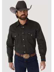 Wrangler MS70519 Mens Cowboy Cut Long Sleeve Twill Shirt Forest Green FRONT