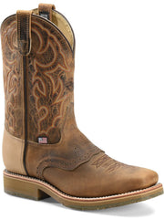 Double H DH3567 Mens Dwight Square Steel Toe Boot Brown front and side view. If you need any assistance with this item or the purchase of this item please call us at five six one seven four eight eight eight zero one Monday through Saturday 10:00a.m EST to 8:00 p.m EST