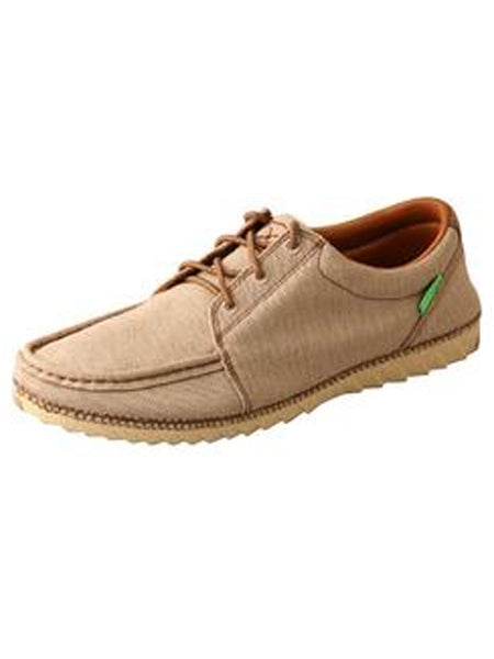 Twisted X MZX0004 Mens Canvas Zero-X Air Mesh Casual Shoes Khaki front and side view. If you need any assistance with this item or the purchase of this item please call us at five six one seven four eight eight eight zero one Monday through Saturday 10:00a.m EST to 8:00 p.m EST