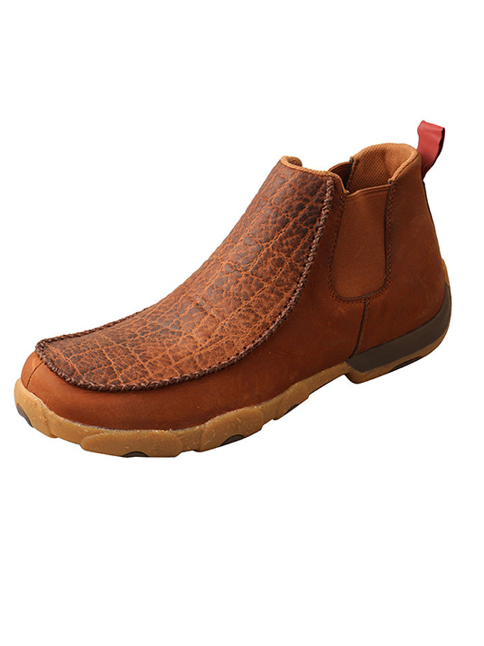 Twisted X MDMG004 Mens 4 Inch Chelsea Driving Moc Tan Spice front and side view. If you need any assistance with this item or the purchase of this item please call us at five six one seven four eight eight eight zero one Monday through Saturday 10:00a.m EST to 8:00 p.m EST