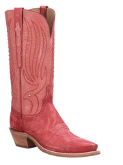 Lucchese N4893.54 Womens Western Goat Camilla Stud Boots Red Salmon outter side / front view. If you need any assistance with this item or the purchase of this item please call us at five six one seven four eight eight eight zero one Monday through Saturday 10:00a.m EST to 8:00 p.m EST
