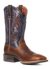 Ariat 10035928 Mens Sport Cool VentTEK Western Boot Bar Top Brown inner side and front view. If you need any assistance with this item or the purchase of this item please call us at five six one seven four eight eight eight zero one Monday through Saturday 10:00a.m EST to 8:00 p.m EST