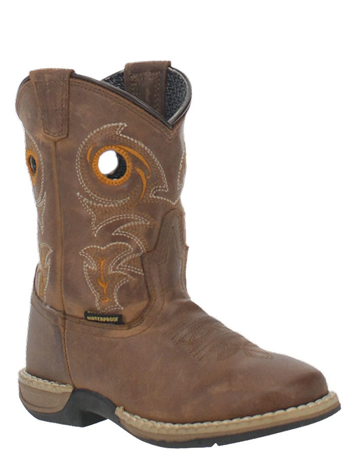Dan Post DPC2964 Kids Storms Eye Jr Leather Boots Brown front and side view. If you need any assistance with this item or the purchase of this item please call us at five six one seven four eight eight eight zero one Monday through Saturday 10:00a.m EST to 8:00 p.m EST