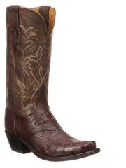 Lucchese M5601.S54 Womens Western Augusta Ostrich Vamp Boots Redwood front / side view. If you need any assistance with this item or the purchase of this item please call us at five six one seven four eight eight eight zero one Monday through Saturday 10:00a.m EST to 8:00 p.m EST