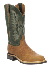 Lucchese M4092.WF Mens Rudy Cowhide Performance Cowboy Boots Cognac Green side / front view. If you need any assistance with this item or the purchase of this item please call us at five six one seven four eight eight eight zero one Monday through Saturday 10:00a.m EST to 8:00 p.m EST