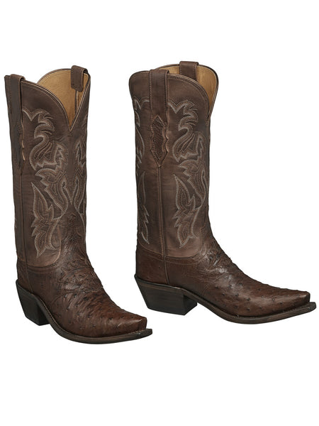 Lucchese M5601.S54 Womens Western Augusta Ostrich Vamp Boots Redwood side view pair. If you need any assistance with this item or the purchase of this item please call us at five six one seven four eight eight eight zero one Monday through Saturday 10:00a.m EST to 8:00 p.m EST 