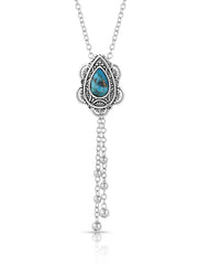 Montana Silversmiths NC4951 Womens Lady Guadalupe Dangle Stone Necklace Turquoise front view. If you need any assistance with this item or the purchase of this item please call us at five six one seven four eight eight eight zero one Monday through Saturday 10:00a.m EST to 8:00 p.m EST