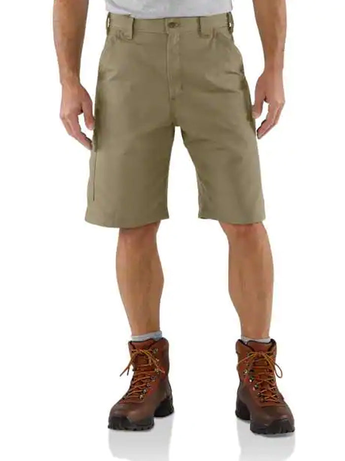 Carhartt B147-TAN Mens Loose Fit Canvas Utility Work Short Tan front view. If you need any assistance with this item or the purchase of this item please call us at five six one seven four eight eight eight zero one Monday through Saturday 10:00a.m EST to 8:00 p.m EST