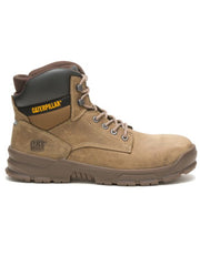 Caterpillar P91268 Mens Mobilize Alloy Toe Work Boot Fossil side view. If you need any assistance with this item or the purchase of this item please call us at five six one seven four eight eight eight zero one Monday through Saturday 10:00a.m EST to 8:00 p.m EST