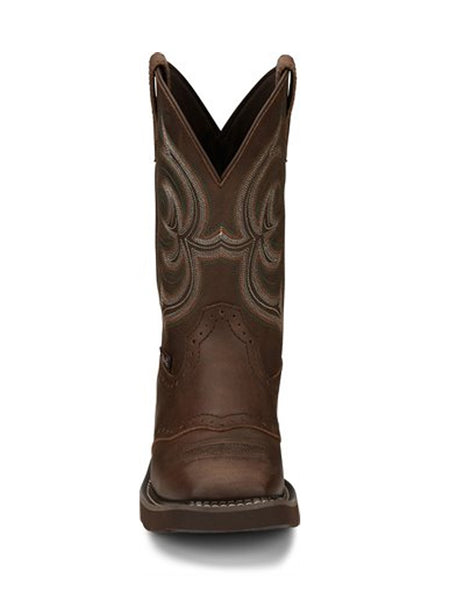 Justin GY9984 Womens Western Cowhide Inji Boot Brown front view. If you need any assistance with this item or the purchase of this item please call us at five six one seven four eight eight eight zero one Monday through Saturday 10:00a.m EST to 8:00 p.m EST