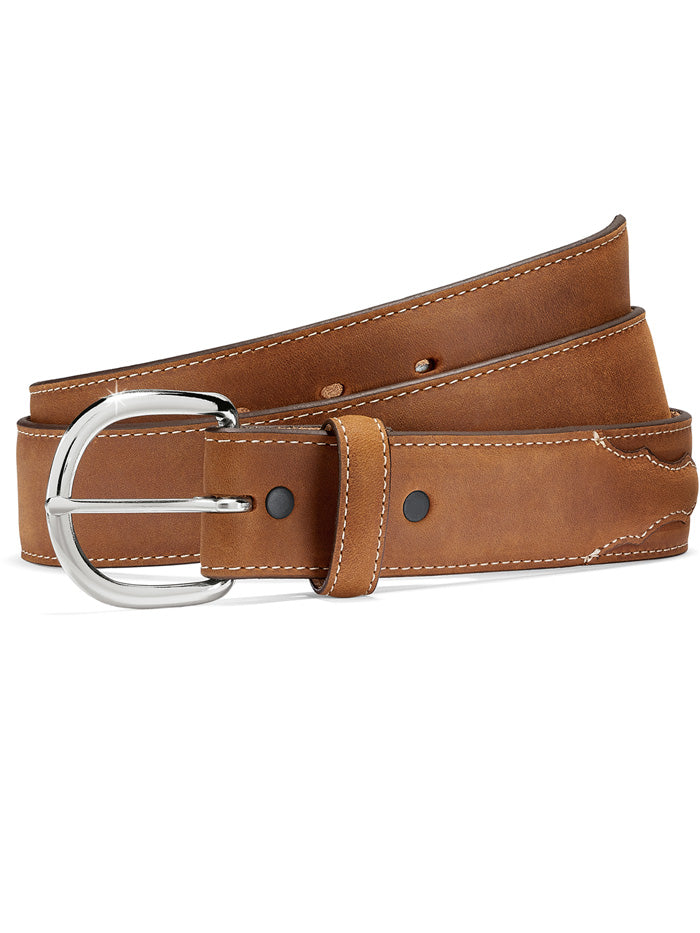 Justin 53709 Classic Western Leather Belt Brown front view
