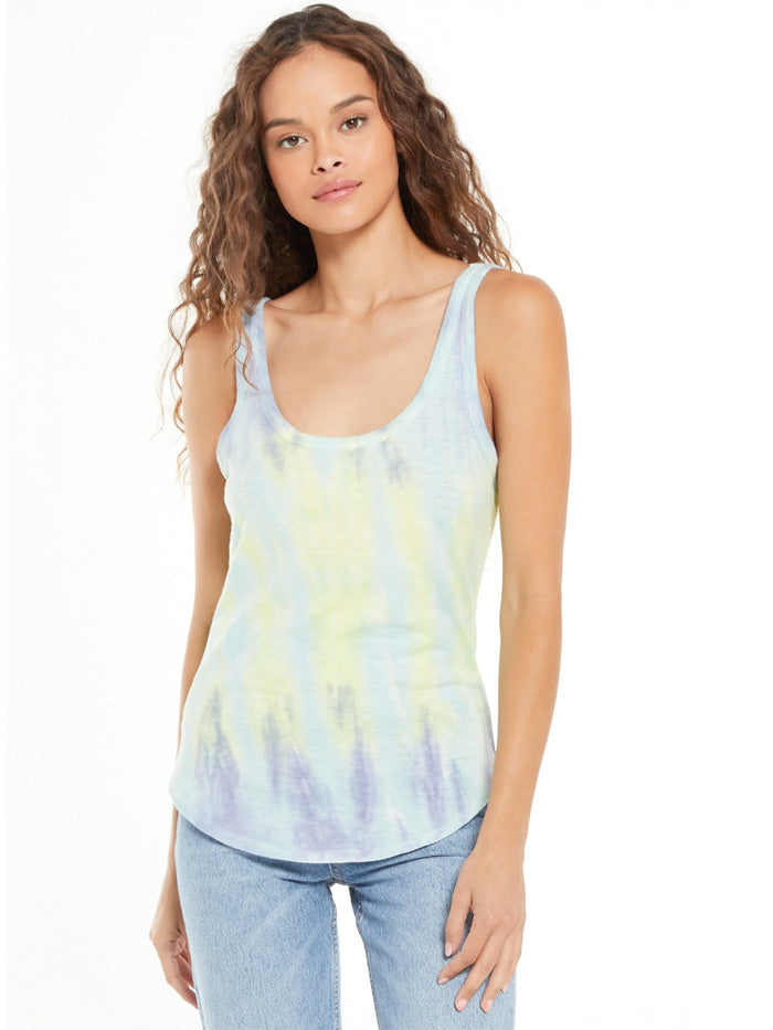 Z Supply ZT212721-LAV Womens Easy Sorbet Skies Tie-Dye Tank Lavender front view. If you need any assistance with this item or the purchase of this item please call us at five six one seven four eight eight eight zero one Monday through Saturday 10:00a.m EST to 8:00 p.m EST