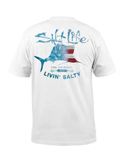 Salt Life SLM10785 Mens Amerisail Short Sleeve Pocket Tee White BACK