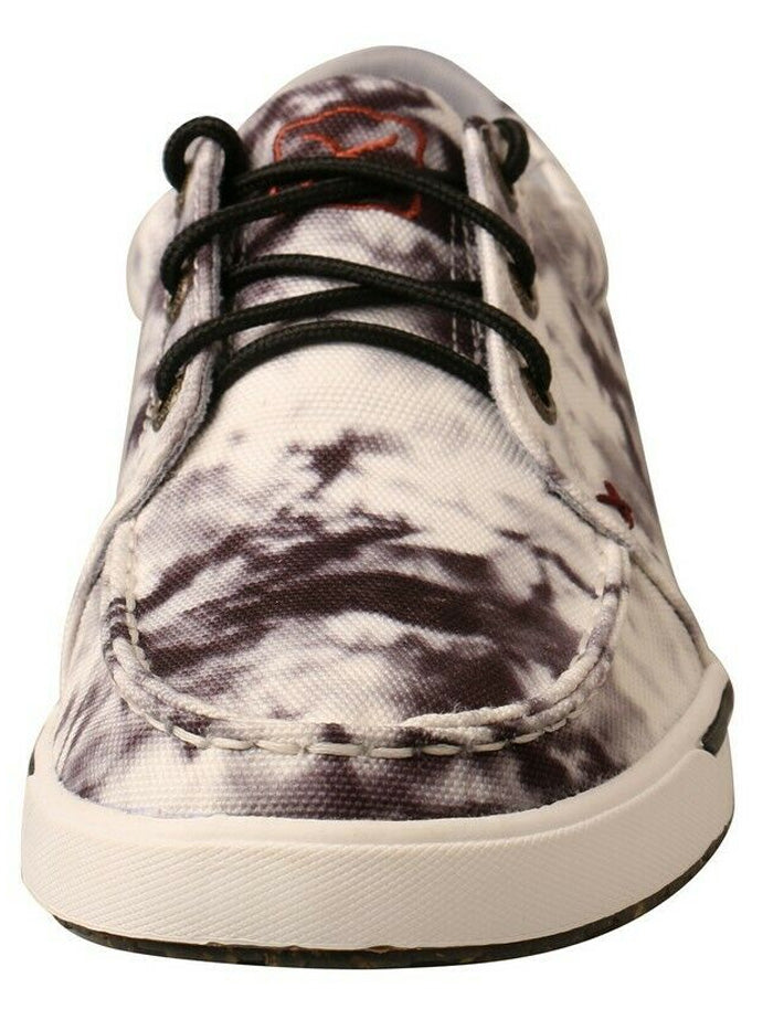 Twisted X WCA0041 Womens Casual Lace Up Shoes Black White Tie Dye front and side view. If you need any assistance with this item or the purchase of this item please call us at five six one seven four eight eight eight zero one Monday through Saturday 10:00a.m EST to 8:00 p.m EST