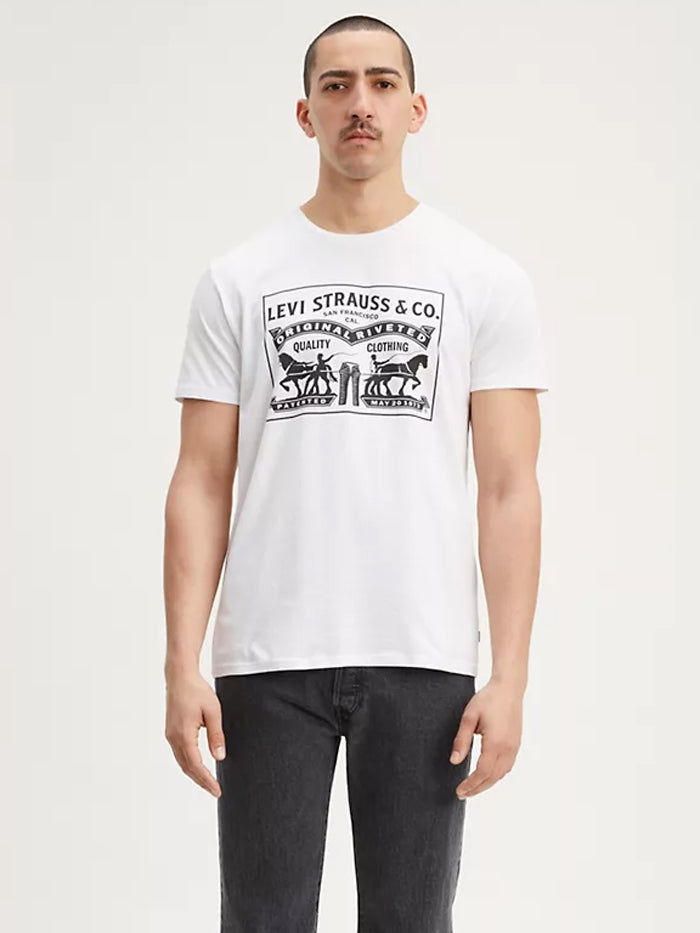 Levis 224950046 Mens Two-Horse Pull Graphic Tee Shirt White FRONT