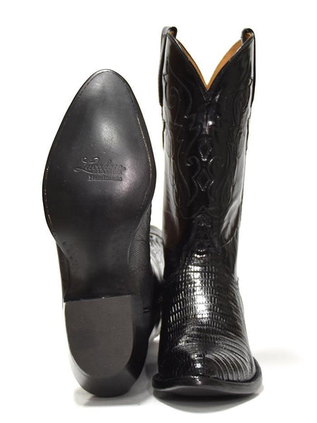 Lucchese G9030.24 Mens Classics Lizard Handmade Cowboy Boots Black sole and front view pair. If you need any assistance with this item or the purchase of this item please call us at five six one seven four eight eight eight zero one Monday through Saturday 10:00a.m EST to 8:00 p.m EST