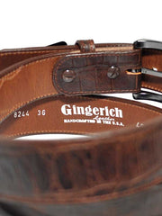 Gingerich Handcrafted Croc Print USA Made Belt 8244-36 Brown