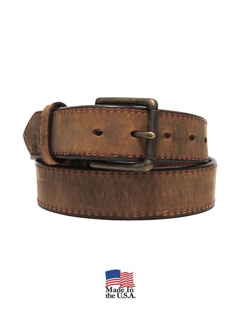 Gingerich 824645 Distressed Leather Belt Brown front view