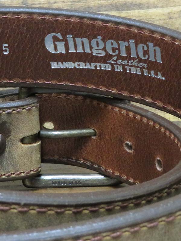 Gingerich 824645 Distressed Leather Belt Brown front view