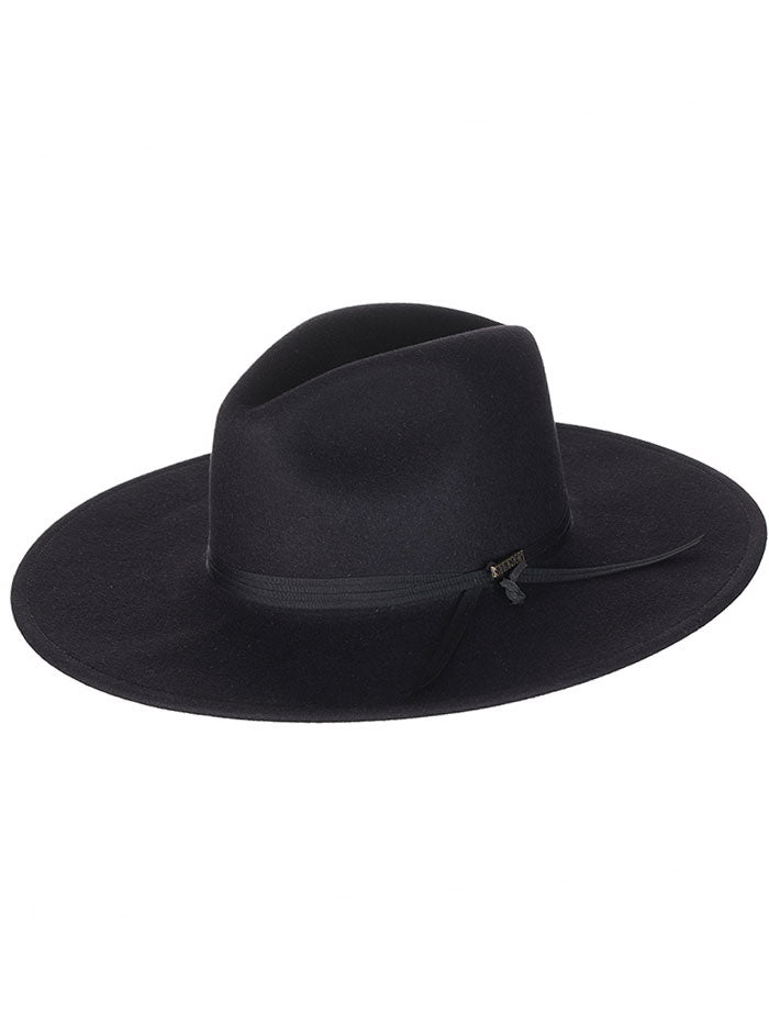 Stetson OWHODN-024007 HOLDEN Crushable Water Resistant Wool Hat Black front and side view. If you need any assistance with this item or the purchase of this item please call us at five six one seven four eight eight eight zero one Monday through Saturday 10:00a.m EST to 8:00 p.m EST