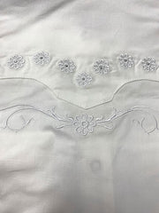 Wrangler 10GW7001W Girls Rhinestones Embroidery Western Shirt White close up. If you need any assistance with this item or the purchase of this item please call us at five six one seven four eight eight eight zero one Monday through Saturday 10:00a.m EST to 8:00 p.m EST