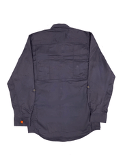 Wrangler 112319170 Mens Flame Resistant 20X Vented Work Shirt Navy back view. If you need any assistance with this item or the purchase of this item please call us at five six one seven four eight eight eight zero one Monday through Saturday 10:00a.m EST to 8:00 p.m EST