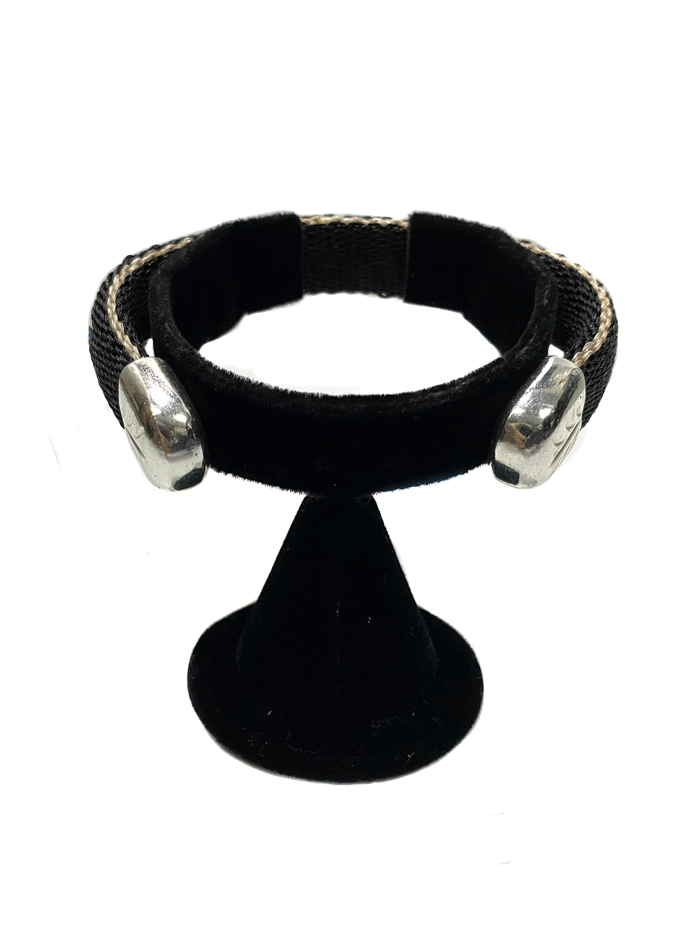 Fashionwest HH83H-19 Horsehair Hitched Cuff Bracelet Black top view