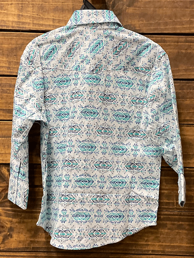 Panhandle R2S3254 Kids Long Sleeve Snap Shirt Turquoise front view