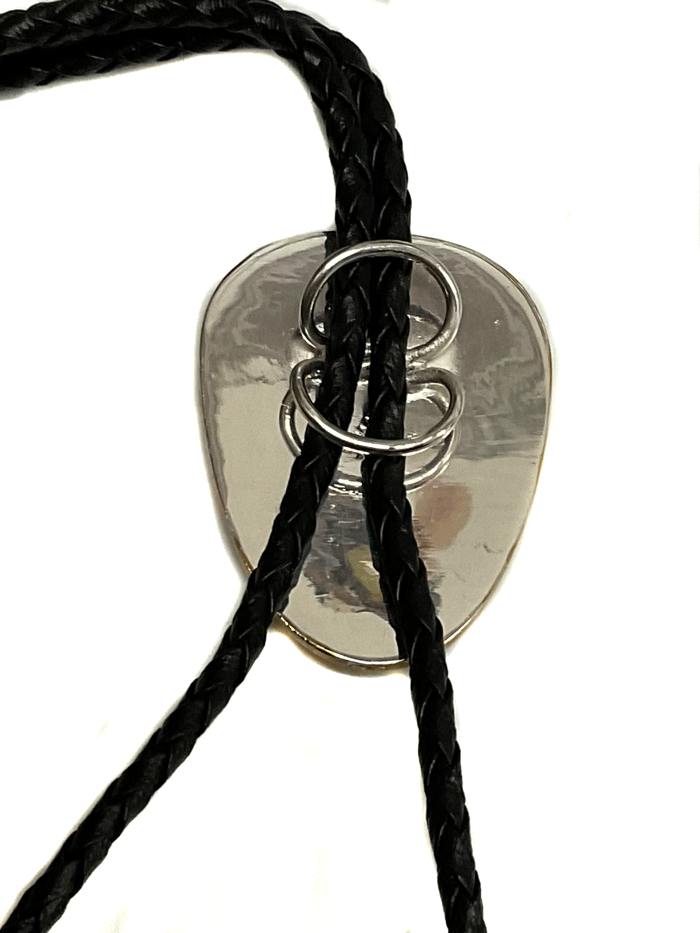 Western Express BT-227 Horse Head in Horseshoe German Silver Oval Bolo Tie Gold And Silver front view. If you need any assistance with this item or the purchase of this item please call us at five six one seven four eight eight eight zero one Monday through Saturday 10:00a.m EST to 8:00 p.m EST