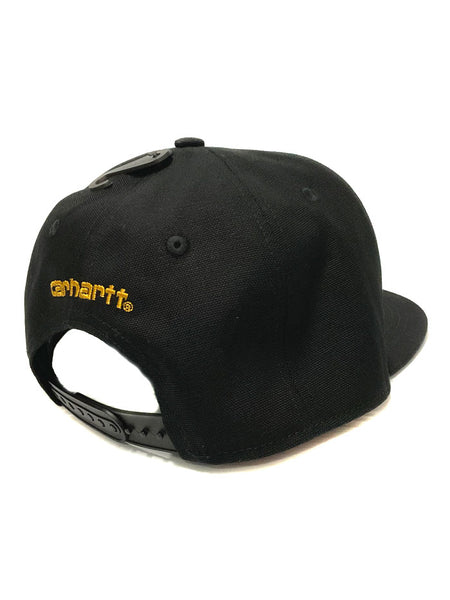 Carhartt 101604-001 Firm Duck Flat Brim Cap Black side / back view. If you need any assistance with this item or the purchase of this item please call us at five six one seven four eight eight eight zero one Monday through Saturday 10:00a.m EST to 8:00 p.m EST
