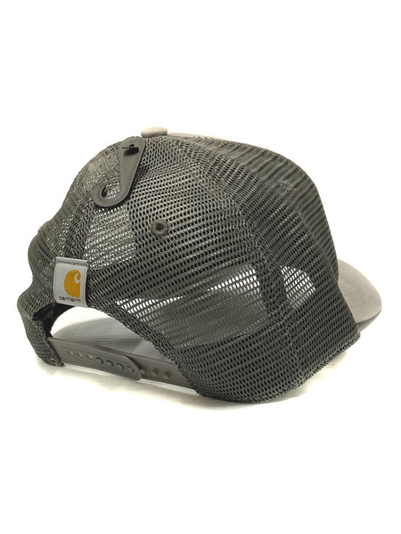 Carhartt 101195-E58 Canvas Mesh Back Logo Graphic Cap Grey side / back view. If you need any assistance with this item or the purchase of this item please call us at five six one seven four eight eight eight zero one Monday through Saturday 10:00a.m EST to 8:00 p.m EST