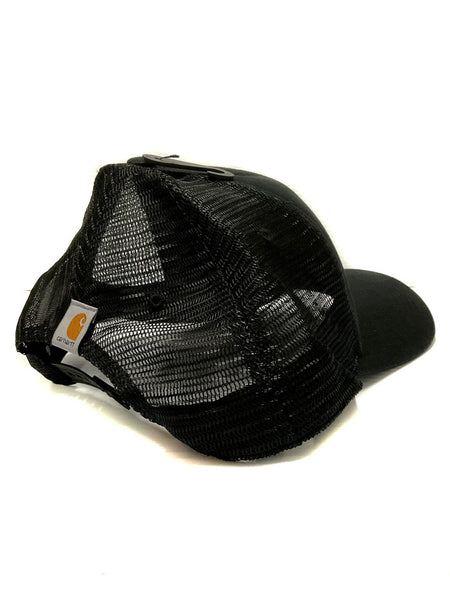 Carhartt 101195-001 Canvas Mesh Back Logo Graphic Cap Black side / back view. If you need any assistance with this item or the purchase of this item please call us at five six one seven four eight eight eight zero one Monday through Saturday 10:00a.m EST to 8:00 p.m EST