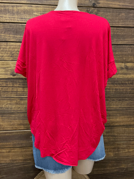 Panhandle WLWT21R1V9 Ladies Solid Surplice Foldover Top Red back view