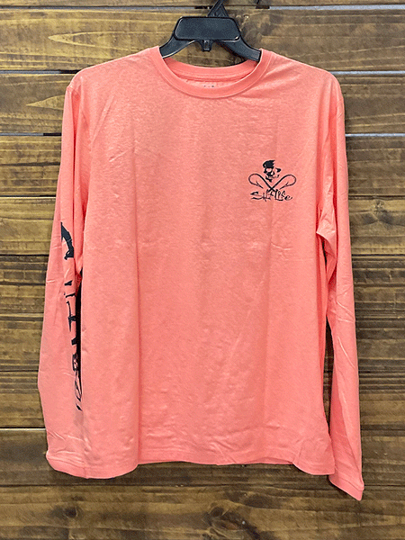 Salt Life SLM6196 Mens WATER CAMO Long Sleeve Tee Airy Salmon Heather front view
