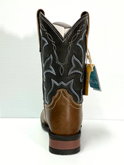 Roper 09-018-0911-2409BR Kids Monterey Boot Burnished Leather Brown back view. If you need any assistance with this item or the purchase of this item please call us at five six one seven four eight eight eight zero one Monday through Saturday 10:00a.m EST to 8:00 p.m EST