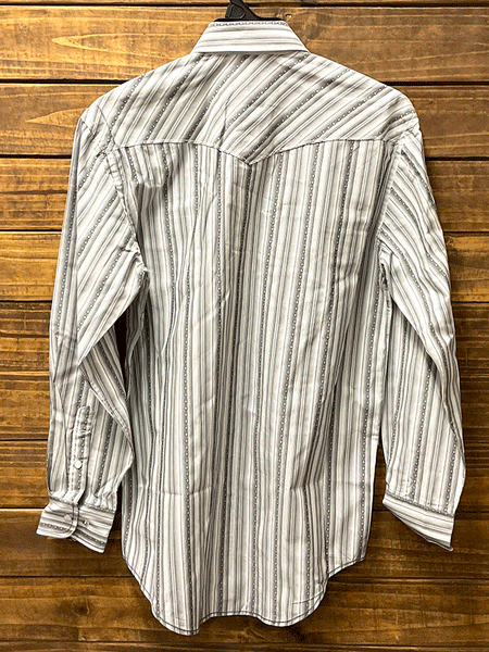 Panhandle R0S3298 Mens Long Sleeve Snap Shirt Vertical Dobby Stripe Grey back view