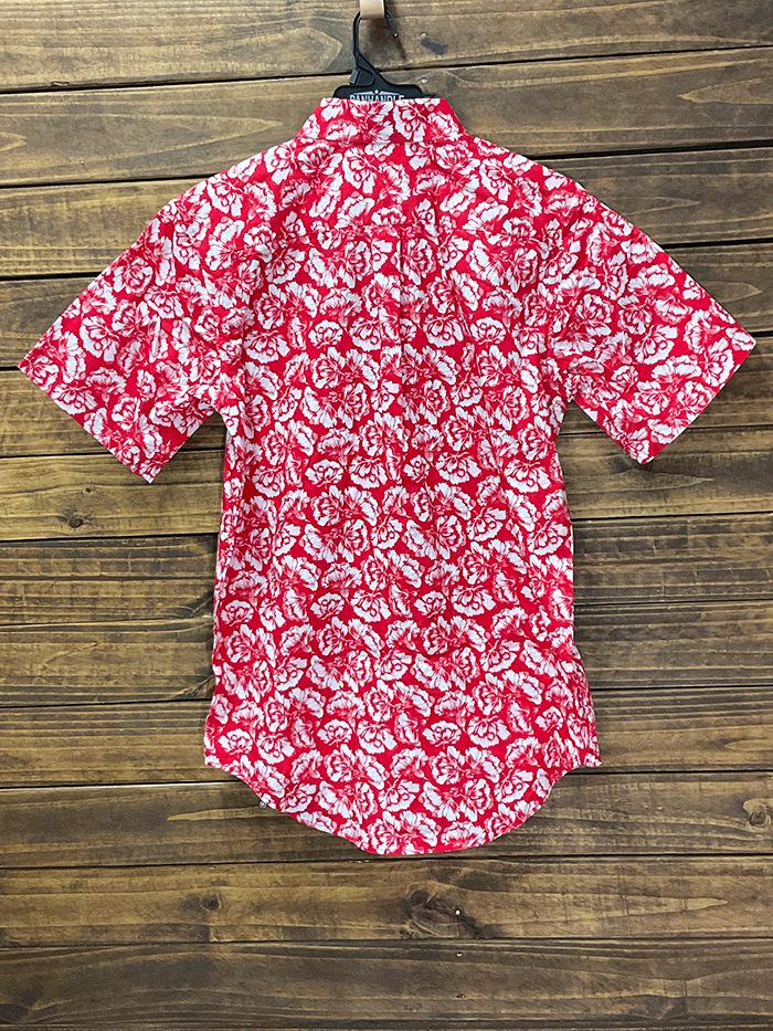 Panhandle 37D3176 Mens Floral Short Sleeve Button Shirts Scarlet Red front view