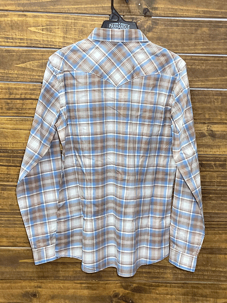 Panhandle R4S3271 Womens Long Sleeve Shirt Plaid Taupe back view. If you need any assistance with this item or the purchase of this item please call us at five six one seven four eight eight eight zero one Monday through Saturday 10:00a.m EST to 8:00 p.m EST