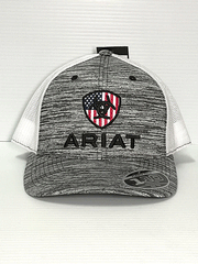 Ariat A300005906 Flexfit Cap USA Grey full front view. If you need any assistance with this item or the purchase of this item please call us at five six one seven four eight eight eight zero one Monday through Saturday 10:00a.m EST to 8:00 p.m EST