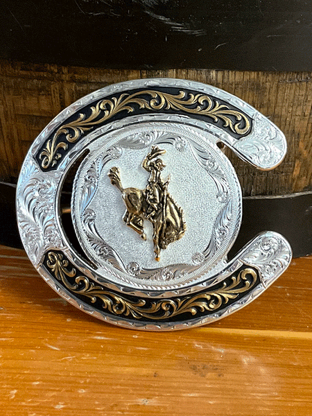 Montana Silversmiths 61375-593 Ranch Bucking Horse Buckle front view. If you need any assistance with this item or the purchase of this item please call us at five six one seven four eight eight eight zero one Monday through Saturday 10:00a.m EST to 8:00 p.m EST