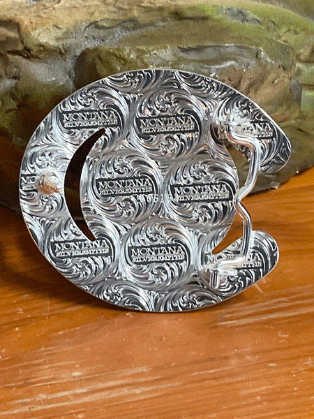 Montana Silversmiths 61375-219 Horseshoe Shape Mexican Flag Buckle back view. If you need any assistance with this item or the purchase of this item please call us at five six one seven four eight eight eight zero one Monday through Saturday 10:00a.m EST to 8:00 p.m EST
