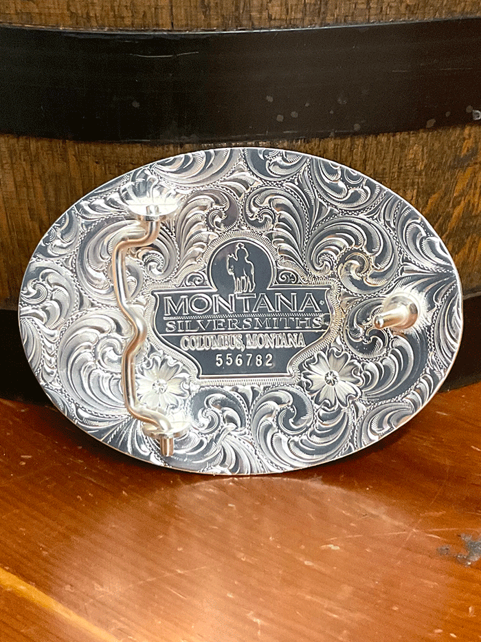 Montana Silversmiths 6190-249 Ranch Rope Eagle Buckle Silver front view. If you need any assistance with this item or the purchase of this item please call us at five six one seven four eight eight eight zero one Monday through Saturday 10:00a.m EST to 8:00 p.m EST