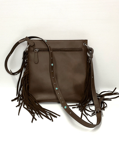 Ariat A770003802 Womens Nashville Crossbody Calf Hair Brown back view. If you need any assistance with this item or the purchase of this item please call us at five six one seven four eight eight eight zero one Monday through Saturday 10:00a.m EST to 8:00 p.m EST