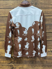 Ranch Dress'n BUCKAROO Womens Performance Rodeo Shirt Brown Back View. If you need any assistance with this item or the purchase of this item please call us at five six one seven four eight eight eight zero one Monday through Saturday 10:00a.m EST to 8:00 p.m EST