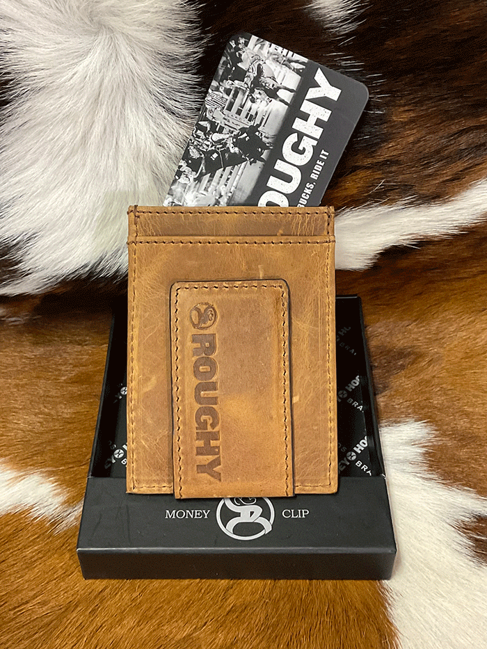 Hooey RMC005-TNBK Mens Roughy Branded Money Clip With Pockets Tan front view. If you need any assistance with this item or the purchase of this item please call us at five six one seven four eight eight eight zero one Monday through Saturday 10:00a.m EST to 8:00 p.m EST
