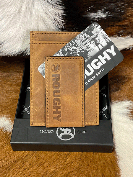 Hooey RMC005-TNBK Mens Roughy Branded Money Clip With Pockets Tan back view . If you need any assistance with this item or the purchase of this item please call us at five six one seven four eight eight eight zero one Monday through Saturday 10:00a.m EST to 8:00 p.m EST